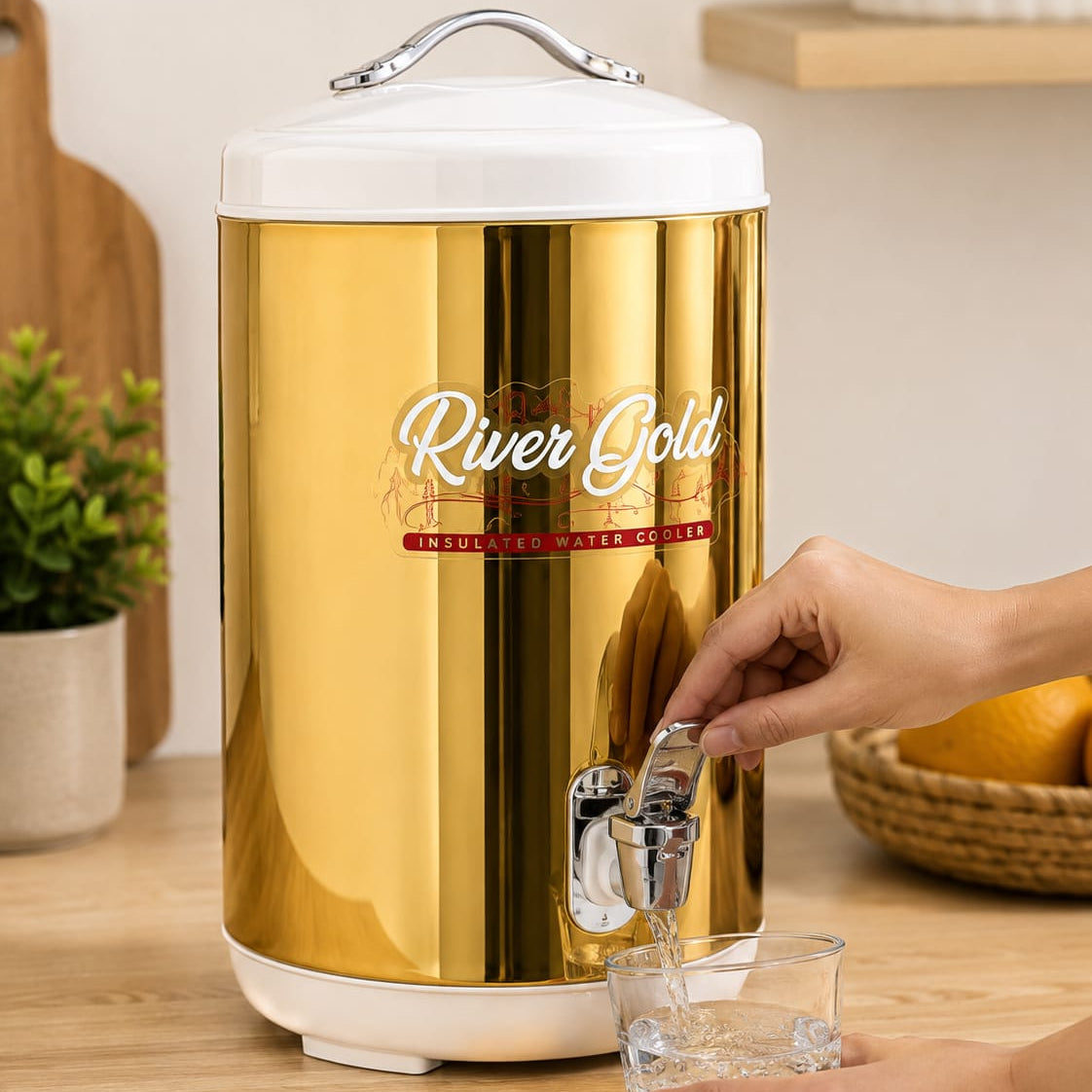 River Gold 5-Piece Insulated Hot Pot & Water Cooler Gift Set (12 Liter + 5 Liter Cooler) | Thermocare.pk