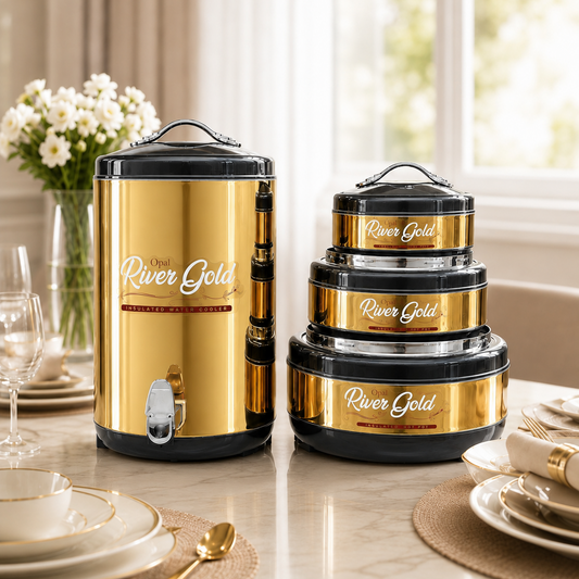 Opal River Gold 4-Piece Insulated Hot Pot & Water Cooler Gift Set |Thermocare.pk