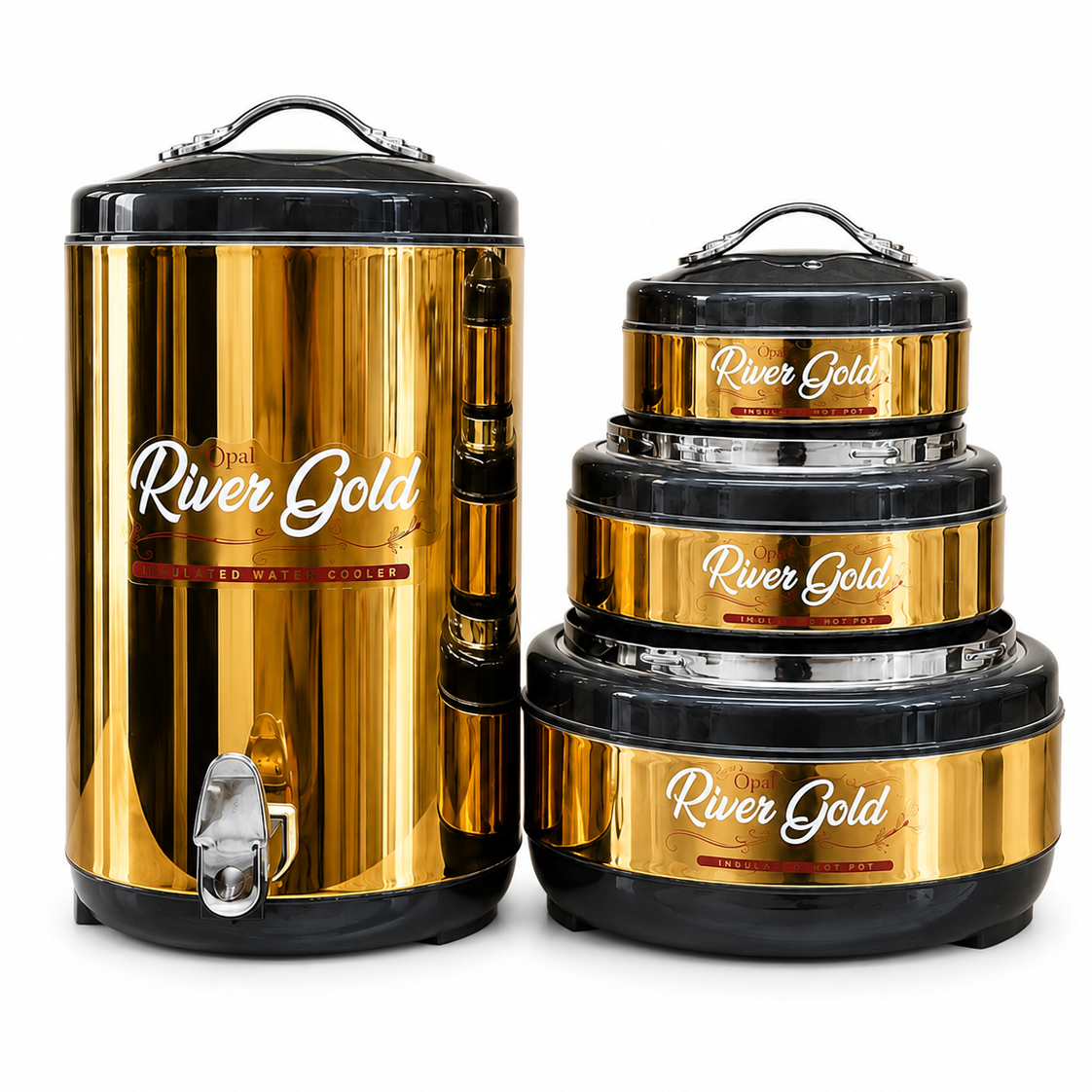 Opal River Gold 4-Piece Insulated Hot Pot & Water Cooler Gift Set |Thermocare.pk